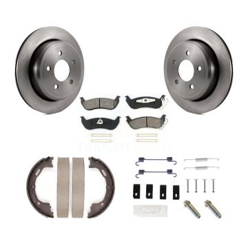 Rear Disc Rotors Semi-Metallic Pads Parking Shoes & Hardware Kit For Ford Crown Victoria K8S-104861