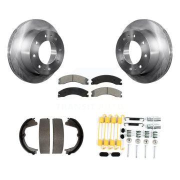 Rear Disc Rotors Semi-Metallic Pads Parking Shoes Hardware Kit For Chevrolet Silverado HD K8S-104872