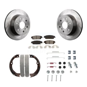 Rear Disc Rotors Semi-Metallic Pads Parking Shoes & Hardware Kit For GMC Chevrolet Sierra K8S-104874