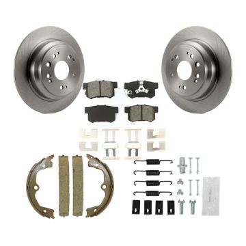 Rear Disc Rotors Semi-Metallic Pads Parking Shoes Hardware Kit For Honda Accord Crosstour K8S-104877