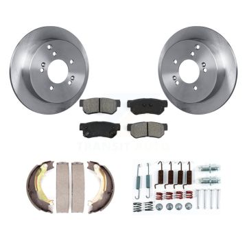 Rear Disc Rotors Semi-Metallic Pads Parking Shoes Hardware Kit For 01-04 Hyundai Santa Fe K8S-104878