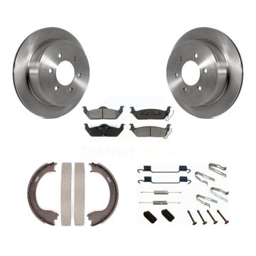 Rear Disc Rotors Semi-Metallic Pads Parking Brake Shoes And Hardware Kit For Ford F-150 K8S-104879