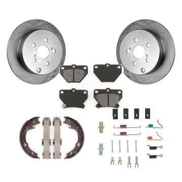 Rear Disc Rotors Semi-Metallic Pads Parking Shoes Hardware Kit For Toyota Corolla Matrix K8S-104881