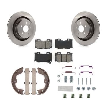 Rear Disc Rotors Semi-Metallic Pads Parking Shoes & Hardware Kit For INFINITI G37 Nissan K8S-104884
