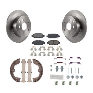 Rear Disc Rotors Semi-Metallic Pads Parking Shoes & Hardware Kit For Nissan Altima Maxima K8S-104887