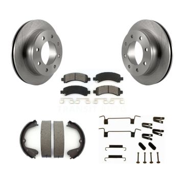 Rear Disc Rotors Semi-Metallic Pads Parking Brake Shoes Hardware Kit For GMC Savana 3500 K8S-104897