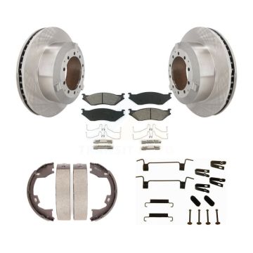 Rear Disc Rotors Semi-Metallic Pads Parking Shoes Hardware Kit For Ford F-450 Super Duty K8S-104906