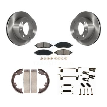Rear Disc Rotors Semi-Metallic Pads Parking Shoes Hardware Kit For Ford F-350 Super Duty K8S-104908