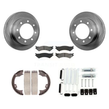 Rear Disc Rotors Semi-Metallic Pads Parking Brake Shoes And Hardware Kit For Ford E-150 K8S-104912