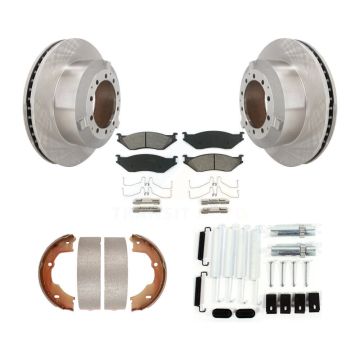 Rear Disc Rotors Semi-Metallic Pads Parking Shoes Hardware Kit For Ford F-450 Super Duty K8S-104916