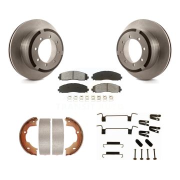 Rear Disc Rotors Semi-Metallic Pads Parking Shoes Hardware Kit For Ford F-450 Super Duty K8S-104918