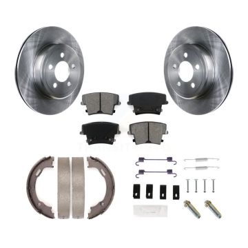 Rear Disc Rotors Semi-Metallic Pads Parking Shoes And Hardware Kit For Dodge Chrysler 300 K8S-104919