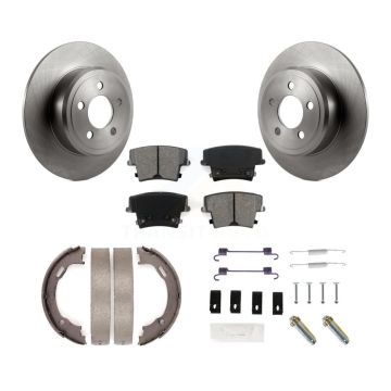Rear Disc Rotors Semi-Metallic Pads Parking Shoes And Hardware Kit For Dodge Chrysler 300 K8S-104920