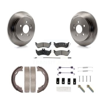 Rear Disc Rotors Semi-Metallic Pads Parking Shoes & Hardware Kit For Mercedes-Benz ML320 K8S-104928