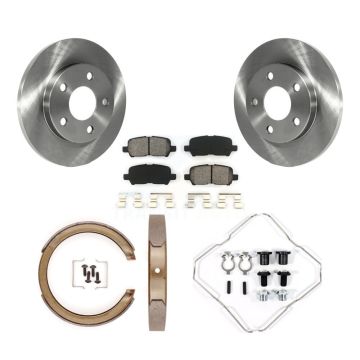 Rear Disc Rotors Semi-Metallic Pads Parking Brake Shoes Hardware Kit For Chevrolet Impala K8S-104931