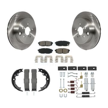 Rear Disc Rotors Semi-Metallic Pads Parking Shoes & Hardware Kit For Subaru Forester 2.0L K8S-104932