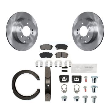 Rear Disc Rotors Semi-Metallic Pads Parking Brake Shoes And Hardware Kit For Kia Optima K8S-104944