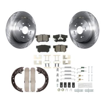 Rear Disc Rotors Semi-Metallic Pads Parking Shoes & Hardware Kit For Honda CR-V Acura RDX K8S-104948