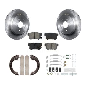 Rear Disc Rotors Semi-Metallic Pads Parking Brake Shoes And Hardware Kit For Acura RDX K8S-104949