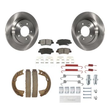 Rear Disc Rotors Semi-Metallic Pads Parking Shoes Hardware Kit For 13 Kia Optima LX/EX/SX K8S-104950