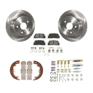 Rear Disc Rotors Semi-Metallic Pads Parking Shoes Hardware Kit For Toyota Highlander AWD K8S-104960