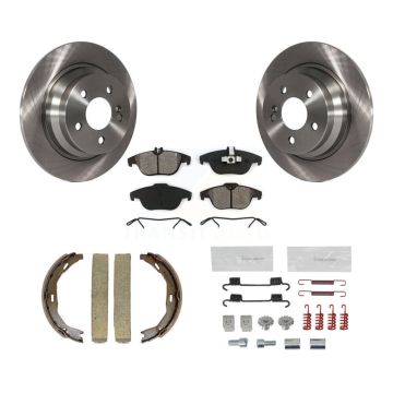 Rear Disc Rotors Semi-Metallic Pads Parking Shoes And Hardware Kit For Mercedes-Benz E350 K8S-104971