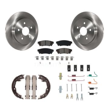 Rear Disc Rotors Semi-Metallic Pads Parking Brake Shoes And Hardware Kit For Toyota Camry K8S-104973