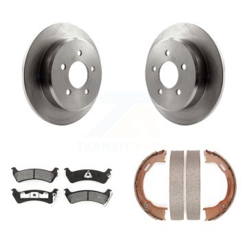 Rear Disc Rotors Semi-Metallic Pads And Parking Brake Shoes Kit For Ford Explorer Sport K8S-104982