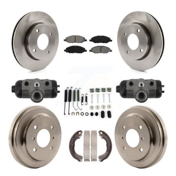Front Rear Brake Rotor Semi-Metallic Pad & Drum Kit (9Pc) For 2009-2011 Nissan Versa 1.6L K8S-105031
