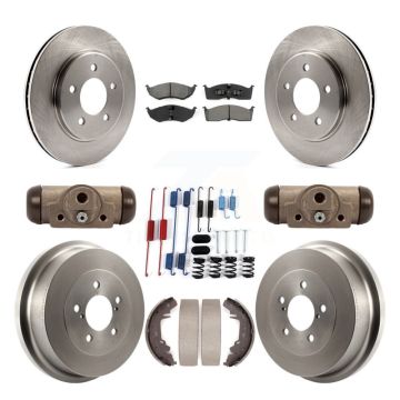 Front Rear Brake Rotors Semi-Metallic Pad Drum Kit (9Pc) For Dodge Caravan Grand Chrysler K8S-105032
