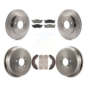 Front Rear Brake Rotor Semi-Metallic Pad Drum Kit For Dodge Caravan Grand Plymouth Town & K8S-105035