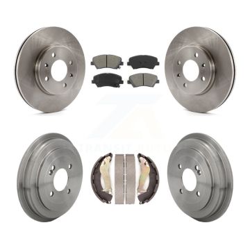 Front Rear Disc Brake Rotors Semi-Metallic Pads And Drum Kit For Kia Rio K8S-105038