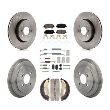 Front Rear Disc Brake Rotor Semi-Metallic Pad & Drum Kit (7Pc) For Kia Rio Hyundai Accent K8S-105043