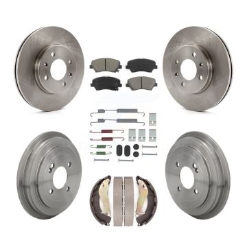 Front Rear Disc Brake Rotors Semi-Metallic Pads And Drum Kit (7Pc) For Kia Rio K8S-105044