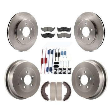 Front Rear Brake Rotors Semi-Metallic Pad Drum Kit (7Pc) For Dodge Caravan Grand Plymouth K8S-105045