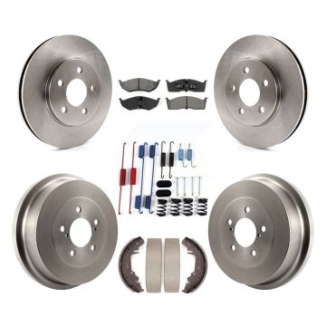 Front Rear Disc Brake Rotor Semi-Metallic Pad & Drum Kit (7Pc) For Chrysler Grand Voyager K8S-105046
