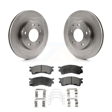 Front Disc Brake Rotors And Ceramic Pad Kit For 2002 Mazda 626 2.5L with Drum rear brakes K8T-100323