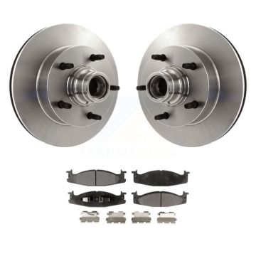 Front Disc Brake Rotors Hub Assembly And Ceramic Pads Kit For Ford F-150 E-150 Econoline K8T-100719