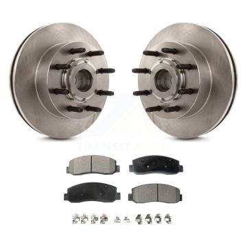 Front Disc Brake Rotors Hub Ceramic Pad Kit For 2005-2007 Ford F-350 Super Duty F-250 RWD K8T-100746