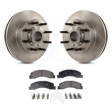 Front Disc Brake Rotors Hub Assembly And Ceramic Pads Kit For 2005 Ford Excursion RWD K8T-100747