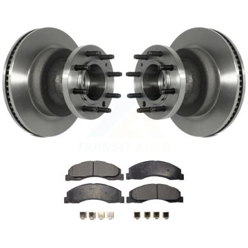 Front Disc Brake Rotors Hub And Ceramic Pad Kit For Ford E-350 Super Duty E-450 Econoline K8T-100749