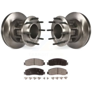 Front Brake Rotors Ceramic Pad Kit For 11 Ford F-350 Super Duty RWD With Dual Rear Wheels K8T-100752