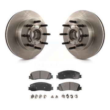 Front Disc Brake Rotor Hub Assembly & Ceramic Pad Kit For Ford F-350 Super Duty F-250 RWD K8T-100753