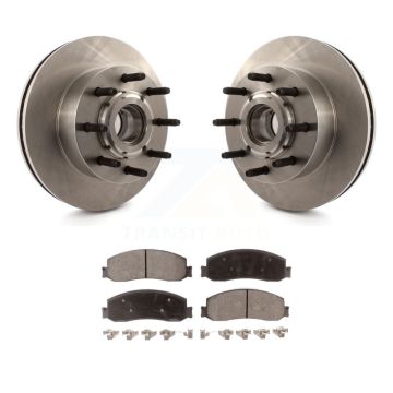Front Disc Brake Rotor Hub Assembly & Ceramic Pad Kit For Ford F-250 Super Duty F-350 RWD K8T-100754
