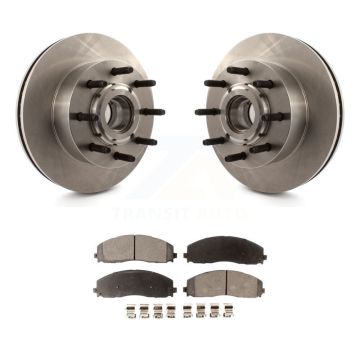 Front Disc Brake Rotors Hub Assembly Ceramic Pad Kit For 2013 Ford F-350 Super Duty F-250 K8T-100755