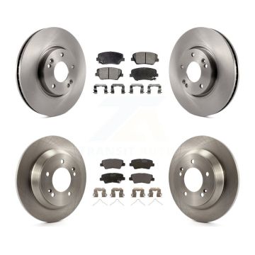 Front Rear Brake Rotors Ceramic Pad Kit For 2014-2017 Kia Rondo With Manual Parking K8T-101350