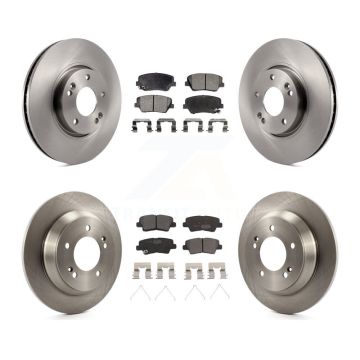Front Rear Brake Rotors & Ceramic Pad Kit For 14-17 Kia Rondo With Electric Parking K8T-101351