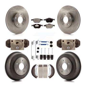 Front Rear Disc Brake Rotor Ceramic Pad Drum Kit (9Pc) For 2010-2013 Ford Transit Connect K8T-102313