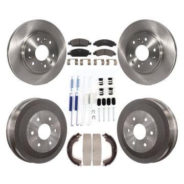 Front Rear Brake Rotor Ceramic Pad Drum Kit (7Pc) For GMC Sierra 1500 Chevrolet Silverado K8T-102365