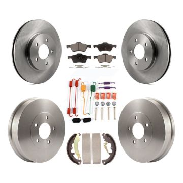 Front Rear Disc Brake Rotors Ceramic Pad & Drum Kit (7Pc) For Ford Escape Mercury Mariner K8T-102393